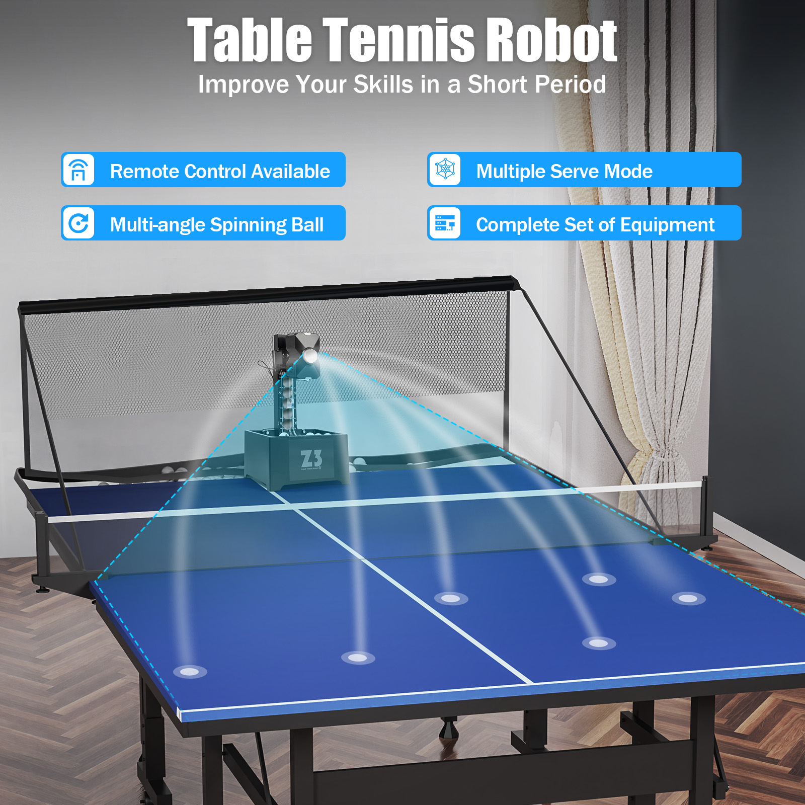 Table Tennis Player - Table Tennis Robot with Net&100 Ball