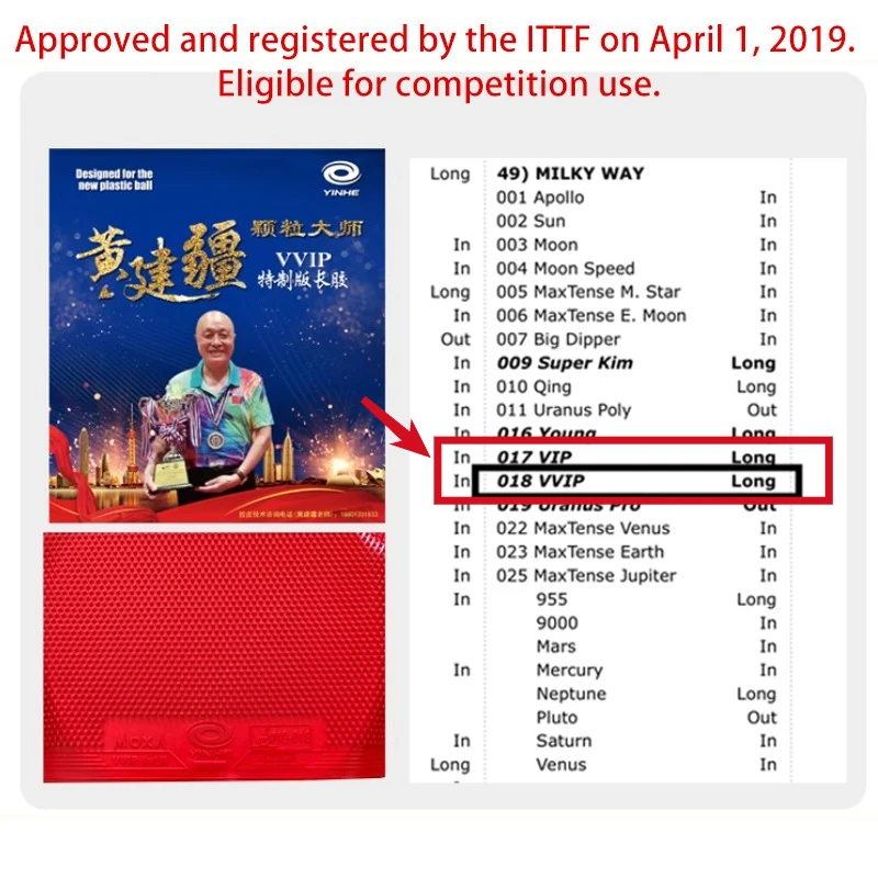 YINHE Huang Jianjiang VIP VVIP - Table Tennis Shop recension och pris